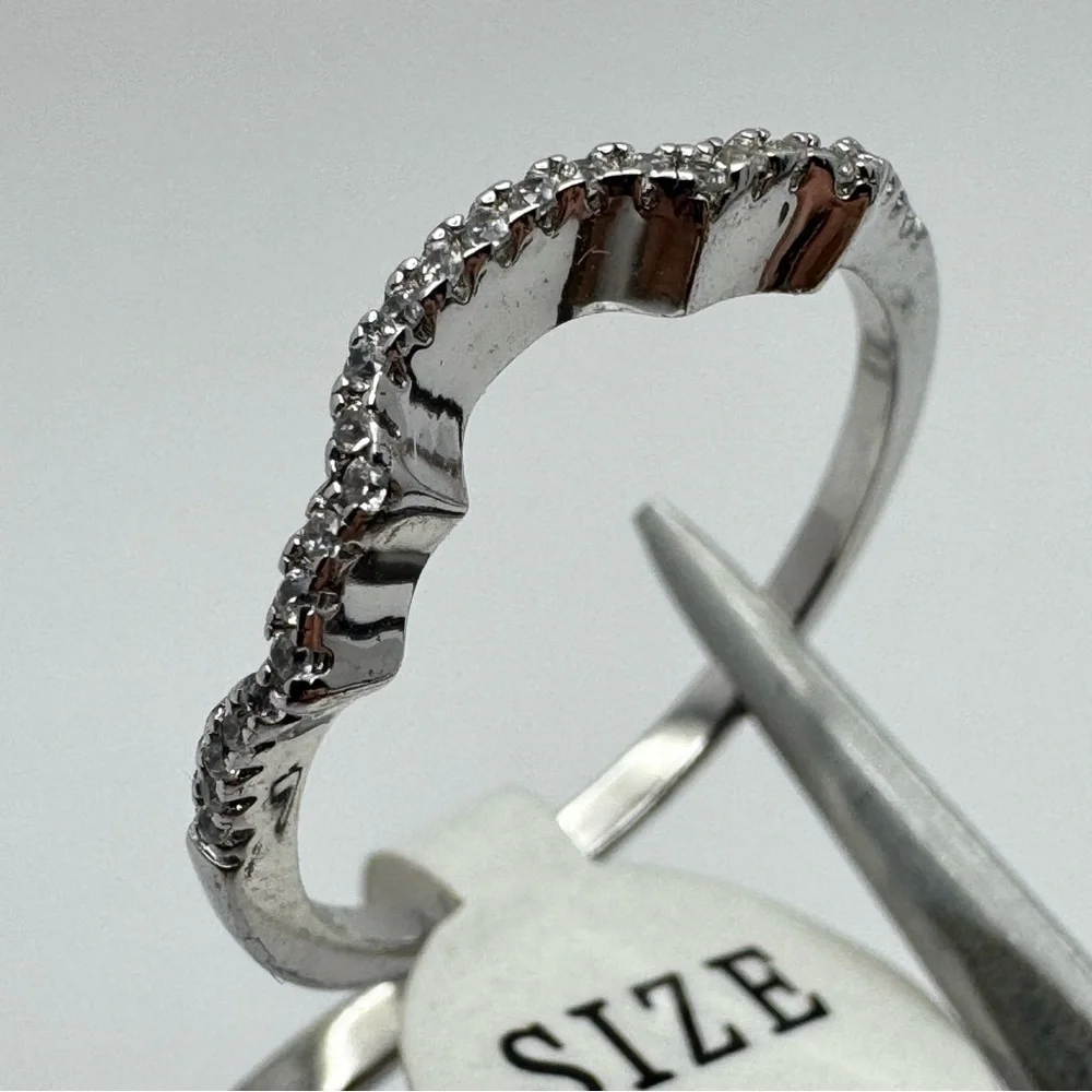Sterling Silver CZ Double Band Halo Engagement Style Ring Size 9 New